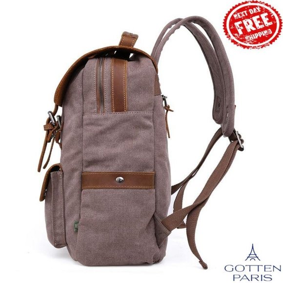 TSD BRAND Valley Hill Canvas Backpack Brown Women\'s Bag main image 10
